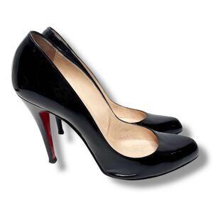 Christian Louboutin Simple Classic Pump Black Patent Leather Heels Women’s Sz 39